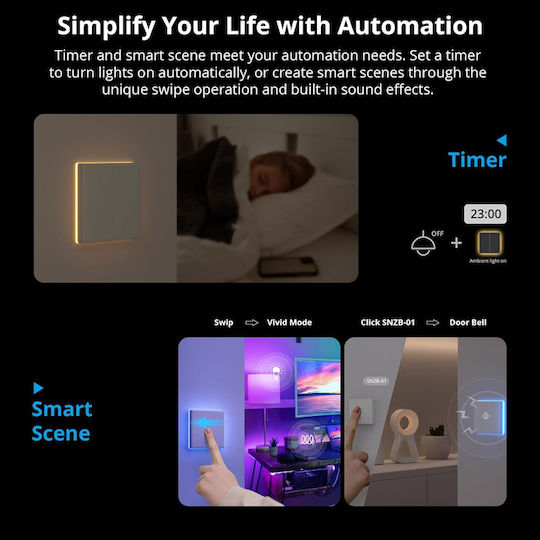 Sonoff T5EU2C Recessed Touch Wall Switch Wi-Fi Lighting Two-Way with Frame White