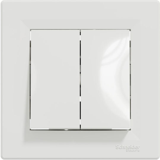 Schneider Electric Asfora Recessed Wall Switch Lighting Two-Way with Frame White