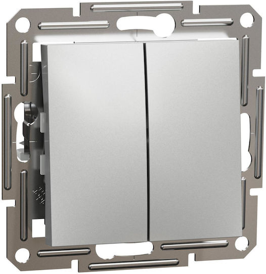 Schneider Electric Asfora Comutator De Perete Încastrat Dublu Fără Ramă Aluminiu