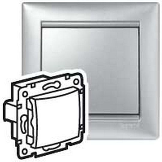 Legrand Valena Life Recessed Wall Switch Lighting One-Way without Frame Brilliant Aluminium