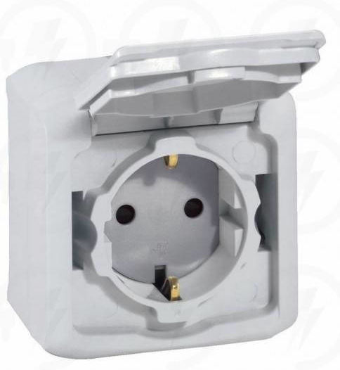 Legrand Forix Single External Power Socket Waterproof with Lid White
