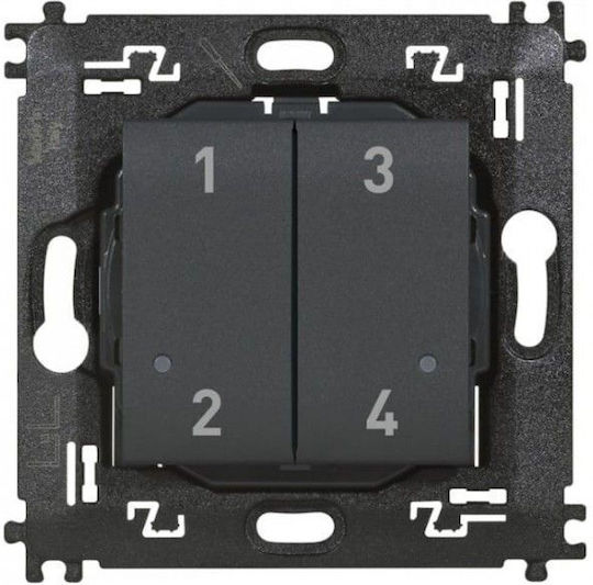Bticino Wall-mounted Electrical Wall Switch Quadruplicate Without Frame Gray
