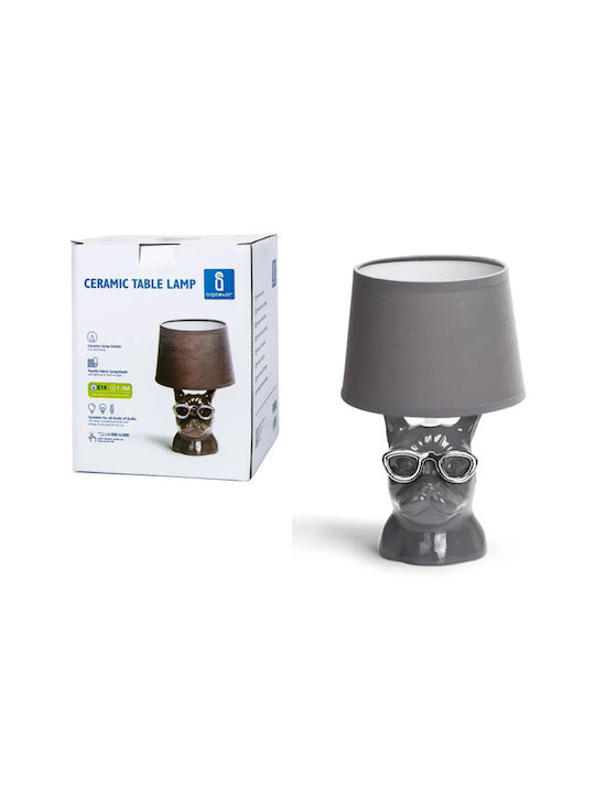 Aigostar Thug Dog Ceramic Table Lamp for Socket E14 with Gray Shade and Base