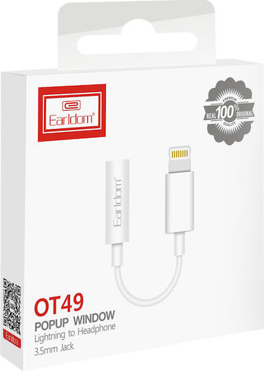 Earldom ET-OT49 Convertor Lightning masculin în 3.5mm feminin Alb 1buc
