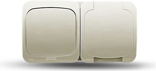 Geyer Einzeln Extern Stromsteckdose Wasserdicht mit Abdeckung und Schalter Gray 1Stück