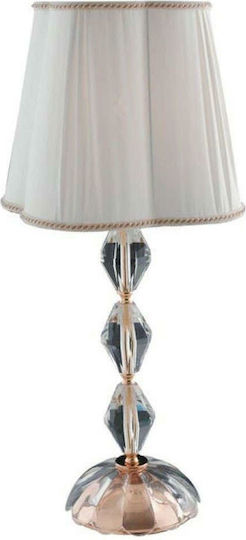 Fan Europe Riflesso Kristall Tischlampe für Fassung E27 mit Weiß Schirm und Gold Basis