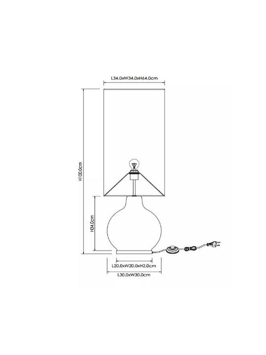 Lucide Lightning Γυάλινο Πορτατίφ για Ντουί E27 με Πράσινο Καπέλο και Βάση
