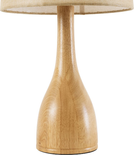 GloboStar Wood Table Lamp for Socket E27 with Beige Shade and Base