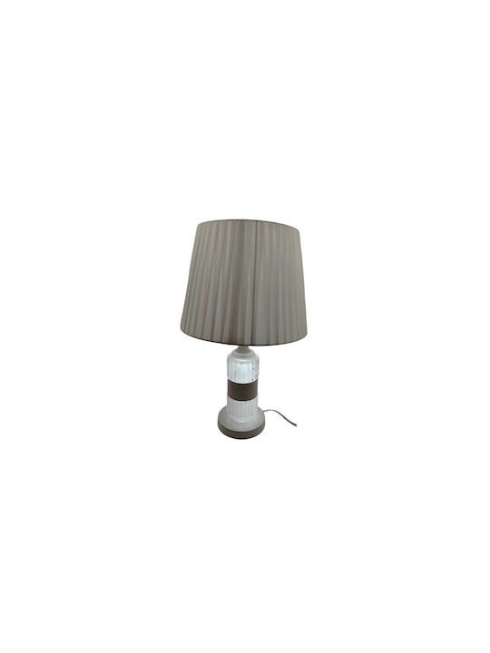 Table Lamp for Socket E27 with Gray Shade and White Base