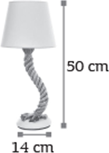 Inlight 3433 Πορτατίφ από Σχοινί για Ντουί E27 με Λευκό Καπέλο και Μαύρη Βάση