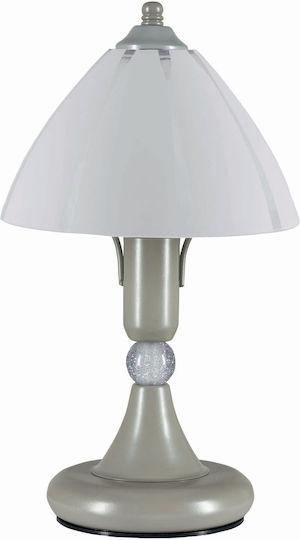 ArkoLight Metal Table Lamp for Socket E14 with White Shade and Silver Base