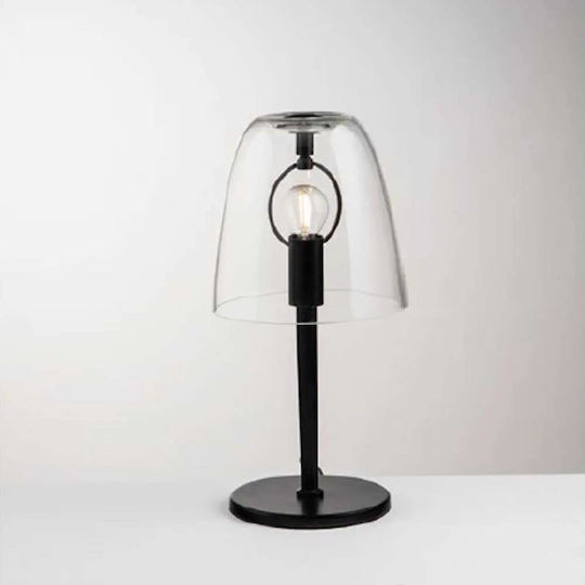 Fan Europe Ares Glass Table Lamp for E27 Socket with Transparent Shade and Black Base