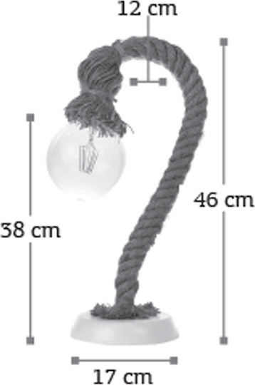Inlight Vintage Table Lamp from Rope for Socket E27 with Black Base