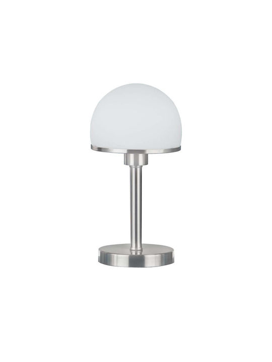 Trio Lighting Joost II Metal Table Lamp for Socket E27 with White Shade and Silver Base
