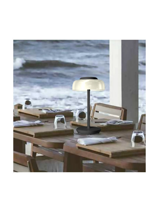 Fos me Ethra Metal Table Lamp LED with White Shade and Black Base