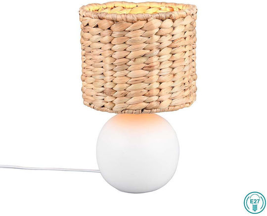 Trio Lighting Керамична Настолна лампа за Цокъл E27 LED с Бежов Абажур и Бяла Основа Trio Lighting Керамична Настолна лампа за Цокъл E27 LED с Бежов Абажур и Бяла Основа