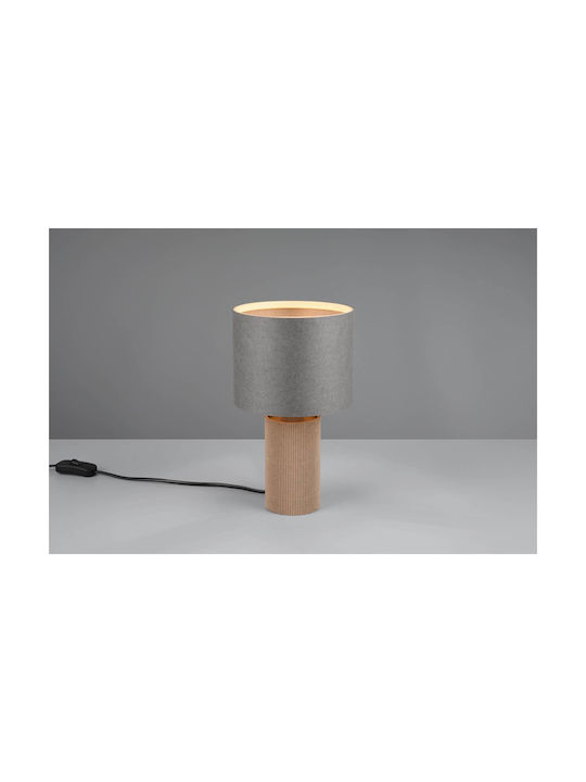 Trio Lighting Wood Table Lamp with Gray Shade and Beige Base