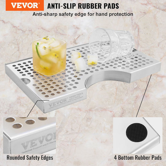 Vevor Kegerator Beer Drip Tray 304 Stainless Steel Keg Trays Non-Slip Pads