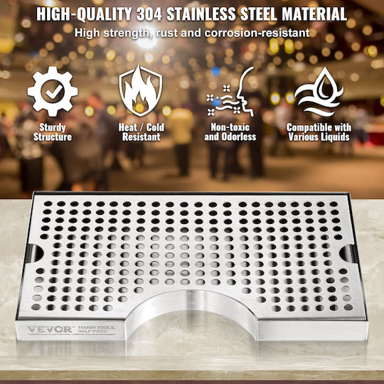 Vevor Kegerator Beer Drip Tray 304 Stainless Steel Keg Trays Non-Slip Pads