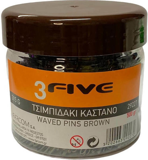 Farcom Απλά Τσιμπιδάκια Μαλλιών Καφέ 3Five 5cm 500gr