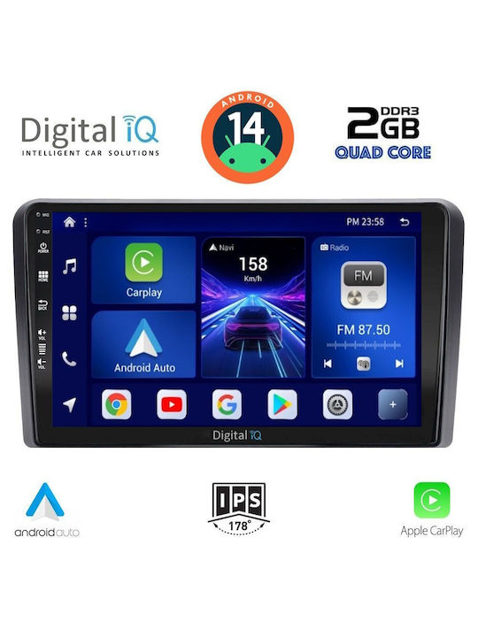 Digital IQ Car Audio System for Audi A3 2003-2012 (Bluetooth/USB/AUX/WiFi/GPS/Apple-Carplay/Android-Auto) with Touch Screen 9"