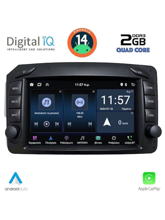 Digital IQ Car Audio System for Mercedes-Benz C Class 1999-2004 (Bluetooth/USB/AUX/WiFi/GPS/Apple-Carplay/Android-Auto) with Touch Screen 7"