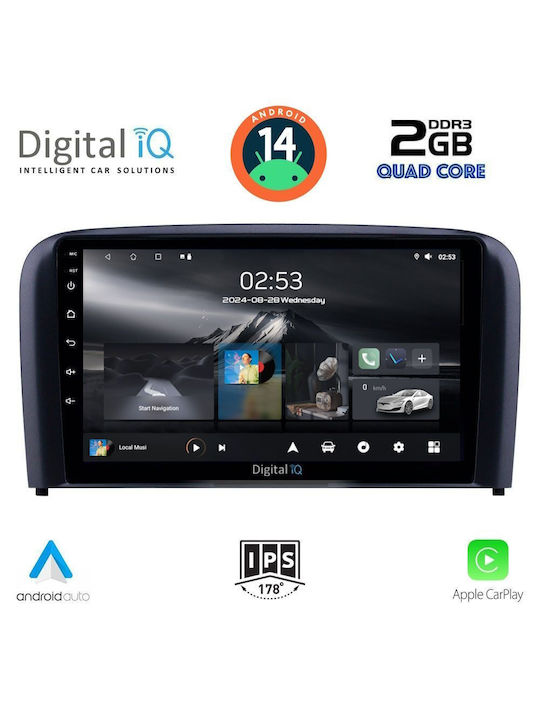 Digital IQ Auto-Audiosystem für Volvo S80 1998-2006 (Bluetooth/USB/AUX/WiFi/GPS/Apple-Carplay/Android-Auto) mit Touchscreen 9"