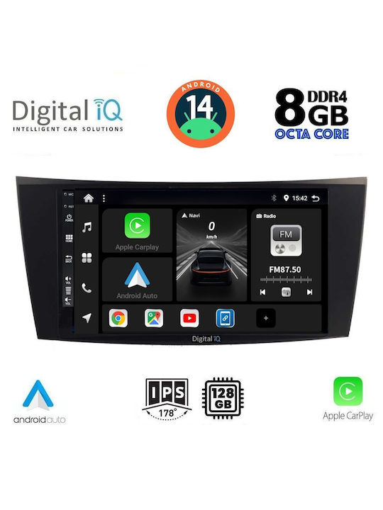 Digital IQ Car Audio System for Mercedes-Benz E Class / CLS Class 2003-2009 (Bluetooth/USB/AUX/WiFi/GPS/Apple-Carplay/Android-Auto) with Touch Screen 8"