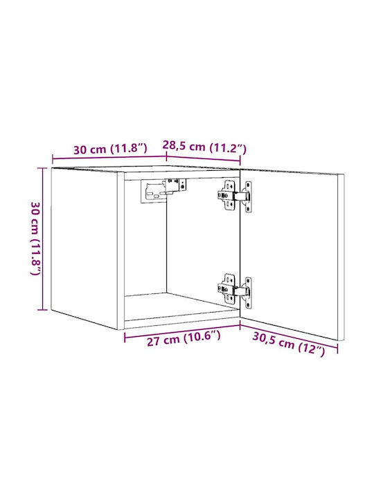 Wall Mounted Living Room Cabinet made of Particle Board Brown 30.5x30x30cm