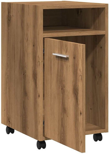 vidaXL Office Storage Cabinet Wooden with Wheels Brown 33x38x60cm