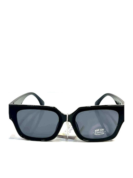 Woman's Fashion Unisex Sunglasses with Black Plastic Frame and Black Lens G-91