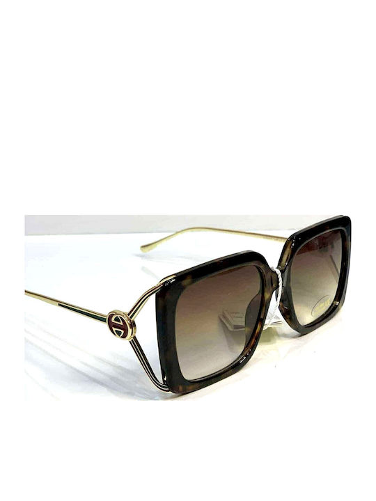 Woman's Fashion Women's Sunglasses with Brown Tartaruga Frame and Brown Gradient Lens G-90