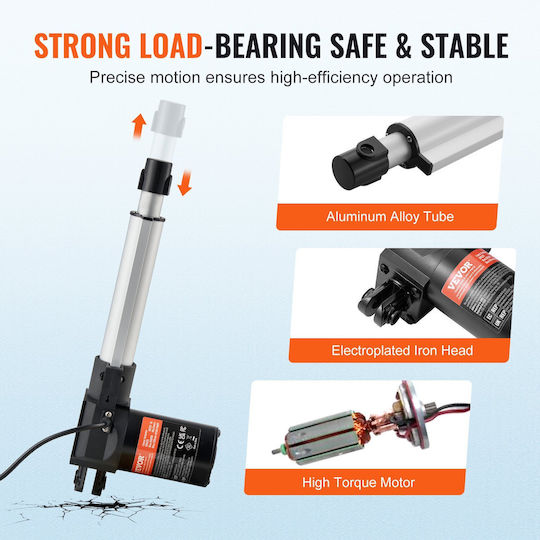 Vevor Linear Actuator 12v 6inch Heavy Duty 1320lbs/6000n 0 19"/s Ip44 Protection