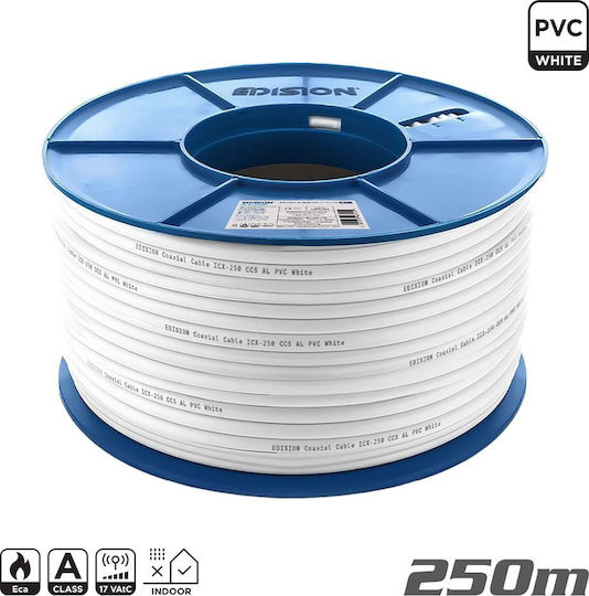 Edision Καλωδιο Coaxial Icx-250 Ccs Al Eca Pvc Λευκό 250m