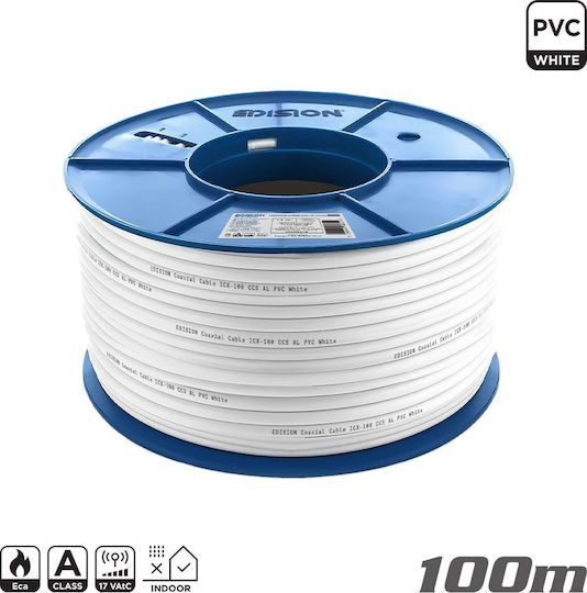Edision Coaxial Cable Icx-100 Ccs Al Eca Pvc White 100m