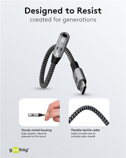 Goobay Μετατροπέας USB-C / 3.5mm male σε 3.5mm female Γκρι 1τμχ 74056