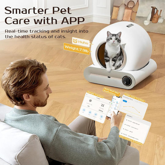MrZoo Katzenklos Selbstreinigende Ecktoilette Weiß M48 x B52.5 x H50.5cm