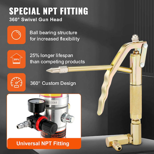 Vevor Grease Pump Pressure Ratio 50:1 Air-Operated Grease Pump 13-Foot High-Pressure Hose Grease Gun Pneumatic Grease Pump Portable Lubrication Grease Pump 360° Rotating Grease Head