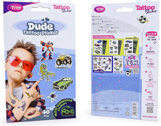 Set mit 40 temporären Klebetattoos für Jungen Tytoo Kopxx1800013 Initial