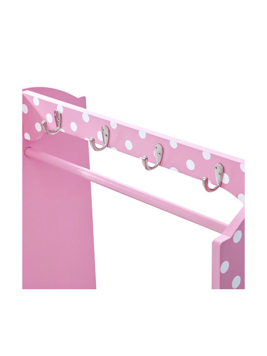 Agățătoare De Perete Pentru Copii Multi Hook Din Lemn Roz Cu Raft 80x26x102cm