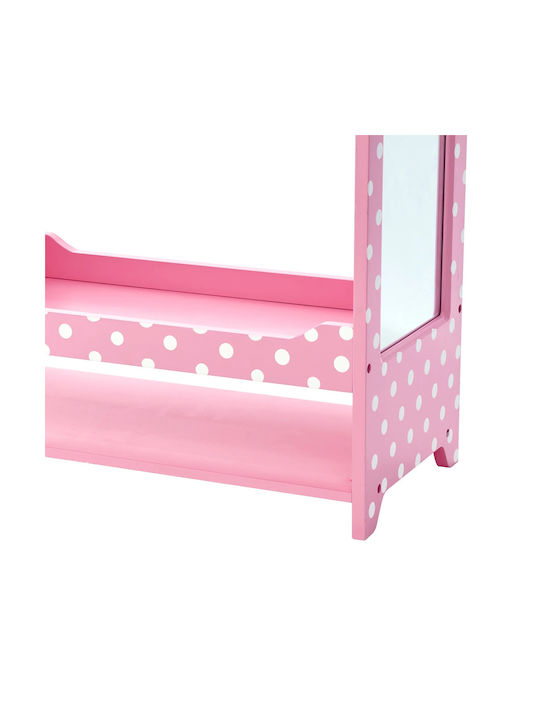 Agățătoare De Perete Pentru Copii Multi Hook Din Lemn Roz Cu Raft 80x26x102cm