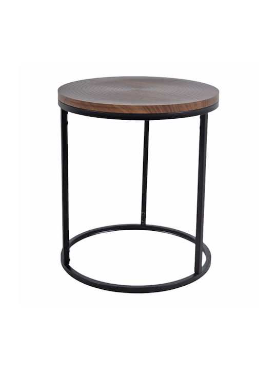 Round Side Coffee Table Made of Solid Black Wood W40xL40xH45cm