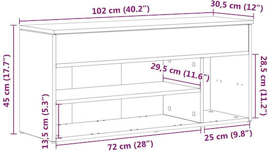 Мебел за антре с Шкаф за Обувки Кафяв 102x30.5x45см