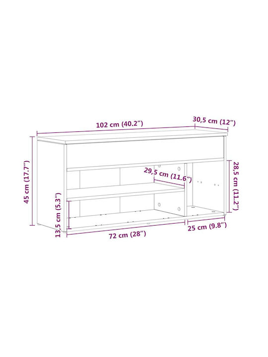 Мебел за антре с Шкаф за Обувки Кафяв 102x30.5x45см