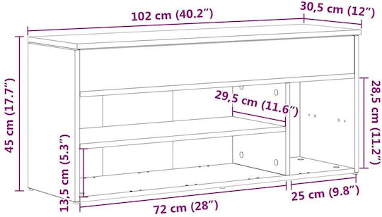 Έπιπλο Εισόδου με Παπουτσοθήκη Καφέ 102x30.5x45εκ.