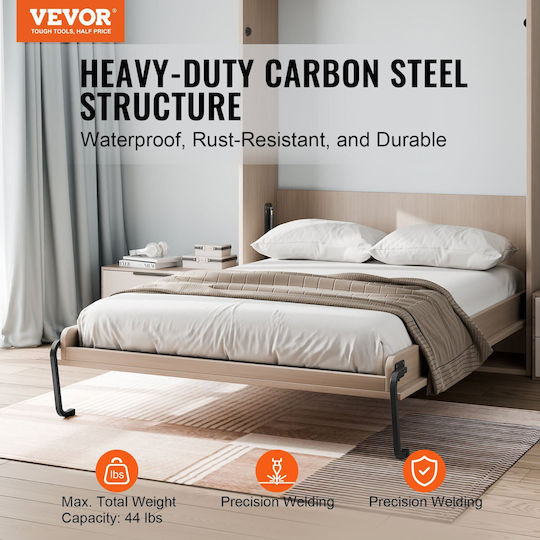 Vevor Murphy Κιτ Κρεβατιού Δύο Μονά Μεγέθη Vertical Deluxe Diy Πτυσσόμενο Κρεβάτι Τοίχου