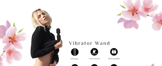 SMD Vibrator Wand, Ασύρματος Κλειτοριδικός δονητής, 20 Vibrations & 8 intensities, Black