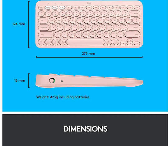 Logitech K380 for Mac Wireless Bluetooth Keyboard Only English US Pink