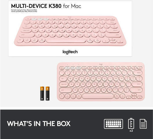 Logitech K380 for Mac Wireless Bluetooth Keyboard Only English US Pink