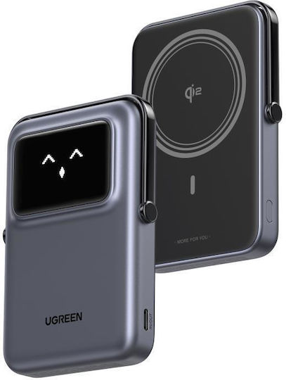 Ugreen PB764 MagSafe Power Bank 10000mAh 20W с USB-C порт Бързо зареждане 3.0 Сив